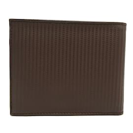 Bulgari-Portefeuille bi-fold en cuir marron Millerighe de Bvlgari-Marron