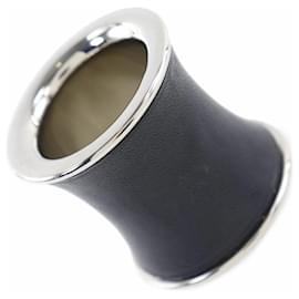 Hermès-Hermes Black Metal Scarf Ring-Black,Silvery