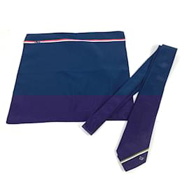 Louis Vuitton-Louis Vuitton Navy Silk Cotton Cravat Set-Navy blue