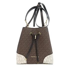 Michael Kors-Michael Kors MK Signature Shoulder Strap Handbag-Brown,Black,White