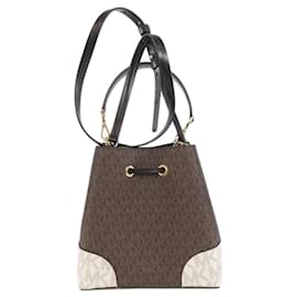 Michael Kors-Michael Kors MK Signature Shoulder Strap Handbag-Brown,Black,White