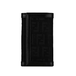 Fendi-Fendi Zucchino 6-Ring Key Case-Black