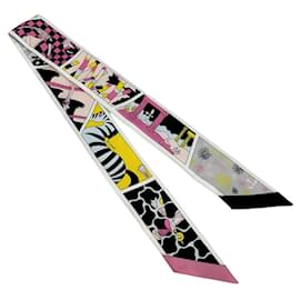 Hermès-Foulard en soie Twilly Hermes-Rose