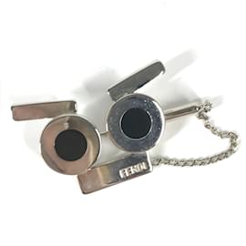 Fendi-Fendi Silver and Black Brooch-Silvery