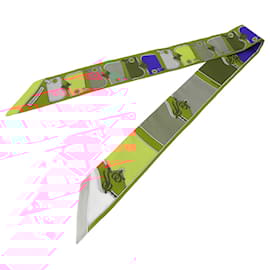 Hermès-Hermes Twilly Scarf in Multicolor Silk-Multiple colors,Orange