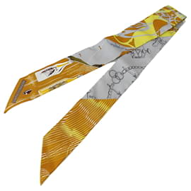 Hermès-Écharpe Twille Hermes-Marron,Orange,Jaune