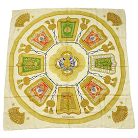Hermès-Foulard en soie Hermès Carre 90-Multicolore,Beige