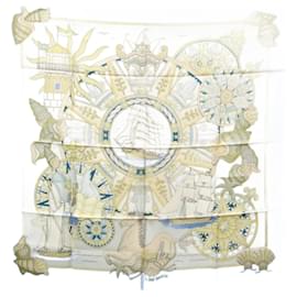 Hermès-Carré 90 L AIR MARIN en soie pour femmes de Hermes-Bleu,Multicolore,Jaune