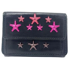 Carteira compacta mini com studs em forma de estrela Jimmy Choo Preto