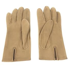 Hermès-Gants en cuir beige Hermes chauds-Beige