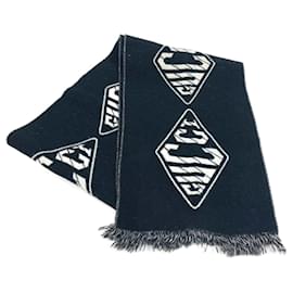 Gucci-Gucci Bicolor Fringe Scarf-Black