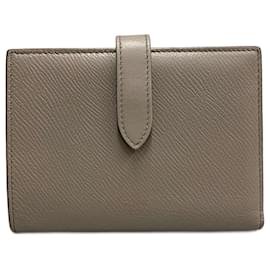 Céline-Celine Gray Leather Bi-Fold Wallet-Brown