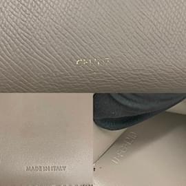 Céline-Celine Gray Leather Bi-Fold Wallet-Brown