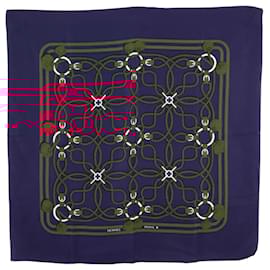 Hermès-Hermes Carree Scarf in Navy and Red-Red,Navy blue