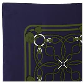 Hermès-Hermes Carree Scarf in Navy and Red-Red,Navy blue