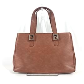 Fendi-Sac Tote Fendi FF en cuir marron-Marron