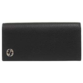 Gucci-Carteira longa dobrável em couro entrelaçado Gucci-Preto,Azul