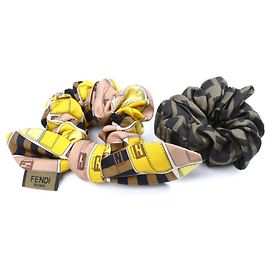 Elastici per capelli in seta Fendi con motivo Zucca Marrone Giallo