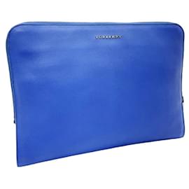 Burberry-Burberrys Blue Leather Clutch Bag-Blue