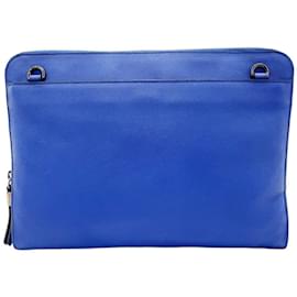 Burberry-Burberrys Blue Leather Clutch Bag-Blue