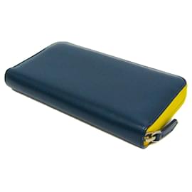Fendi-Fendi Bugs Eye Leather Long Wallet-Yellow,Navy blue