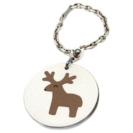 Hermès-Hermes Reindeer Handbag Charm-White