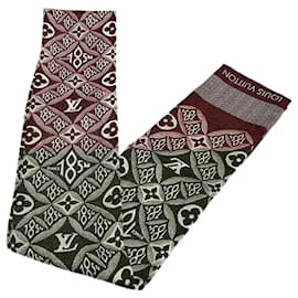 Louis Vuitton-Louis Vuitton Bandeau MP2826 Monogram Scarf-Dark red