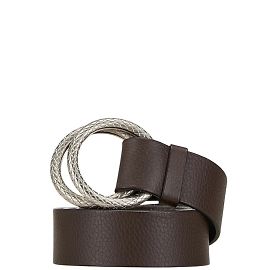 Cinturón de cuero marrón para mujer Bottega Veneta Castaño Plata