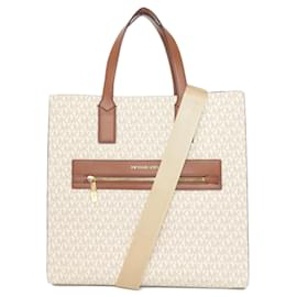 Michael Kors-Michael Kors MK Signature Tote Bag-Brown,White