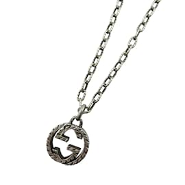 Gucci-Gucci Interlocking G Arabesque Double Silver 925 Necklace-Silvery
