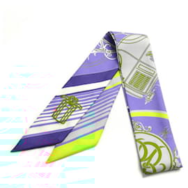 Hermès-Hermes Twilly Sticker EX-LIBRIS Scarf Muffler-Blue