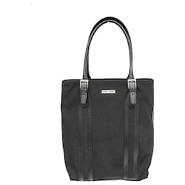 Gucci-Gucci Women's Leather and Canvas Tote Bag-Black