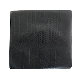 Hermès-Hermes Black Embossed Leather Coin Purse-Black