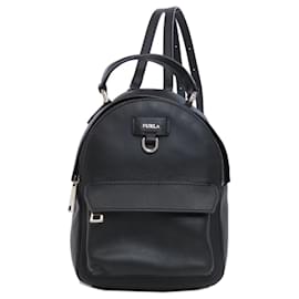 Furla-Furla Leather Backpack-Black