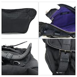 Burberry-Sac à taille en nylon noir et cuir Burberry-Noir