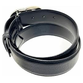 Gucci-Gucci Interlocking G Men's Leather Belt-Black,Silvery,Golden