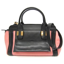 Chloé Alice Mini-Lederhandtasche Schwarz Pink
