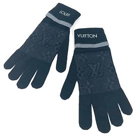 Louis Vuitton Men's Wool Gloves Brown Black