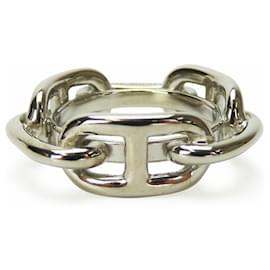 Hermès-Hermes Silver Scarf Ring Chaine d'Ancre-Silvery