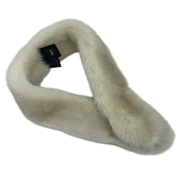 Fendi-Fendi Mink Tippet White Ivory Women's Fur Collar-Cream