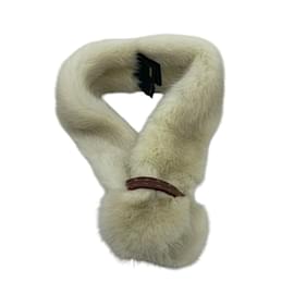 Fendi-Fendi Mink Tippet White Ivory Women's Fur Collar-Cream