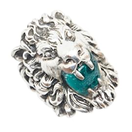 Gucci-Gucci Lion Head Color Stone Ring-Silvery,Green