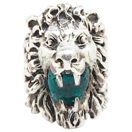 Gucci-Gucci Lion Head Color Stone Ring-Silvery,Green