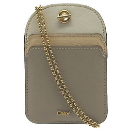 Chloé WALDEN Card Case in Beige Leather White Beige