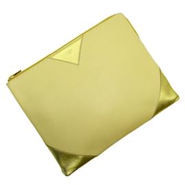Céline-Celine Leather Clutch Bag in Gold and Yellow-Golden,Yellow