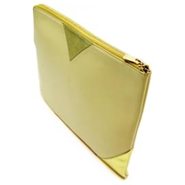 Céline-Celine Leather Clutch Bag in Gold and Yellow-Golden,Yellow