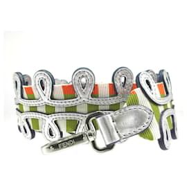 Fendi-Fendi Strap You Canvas Leather Shoulder Strap-Silvery,Orange