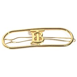Presilha de cabelo em metal dourado com logo TB da Burberry Dourado