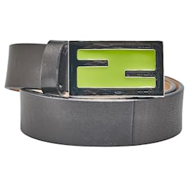 Fendi-Fendi Men's Leather Belt-Black,Silvery,Green