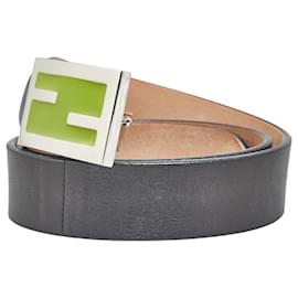 Fendi-Fendi Men's Leather Belt-Black,Silvery,Green